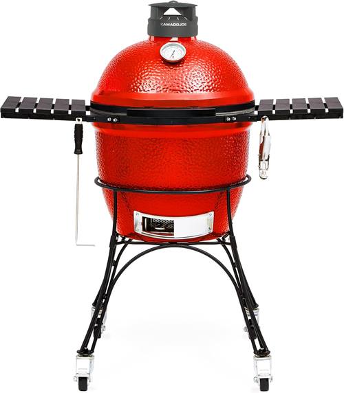 Kamado Joe Classic Joe Series II 18-inch Ceramic Charcoal Grill and Smoker with Cart, Side Shelves, Stainless Steel Grates and 250 Cooking Square Inches in Red, Model KJ-23RHC
